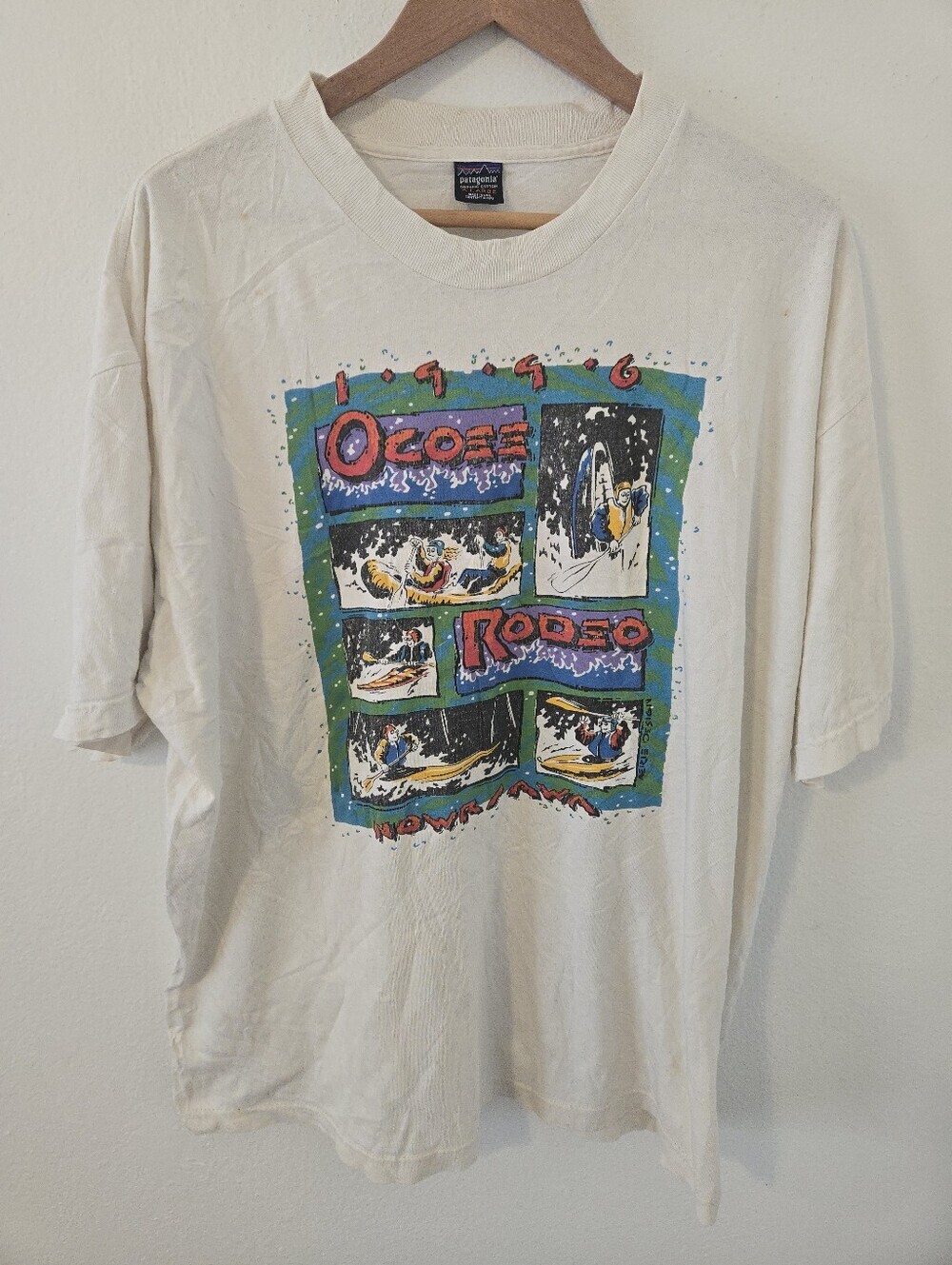 Vintage 1996 Patagonia Ocoee Rodeo Mens XL Organic Cotton USA Rare Jeffery Craig